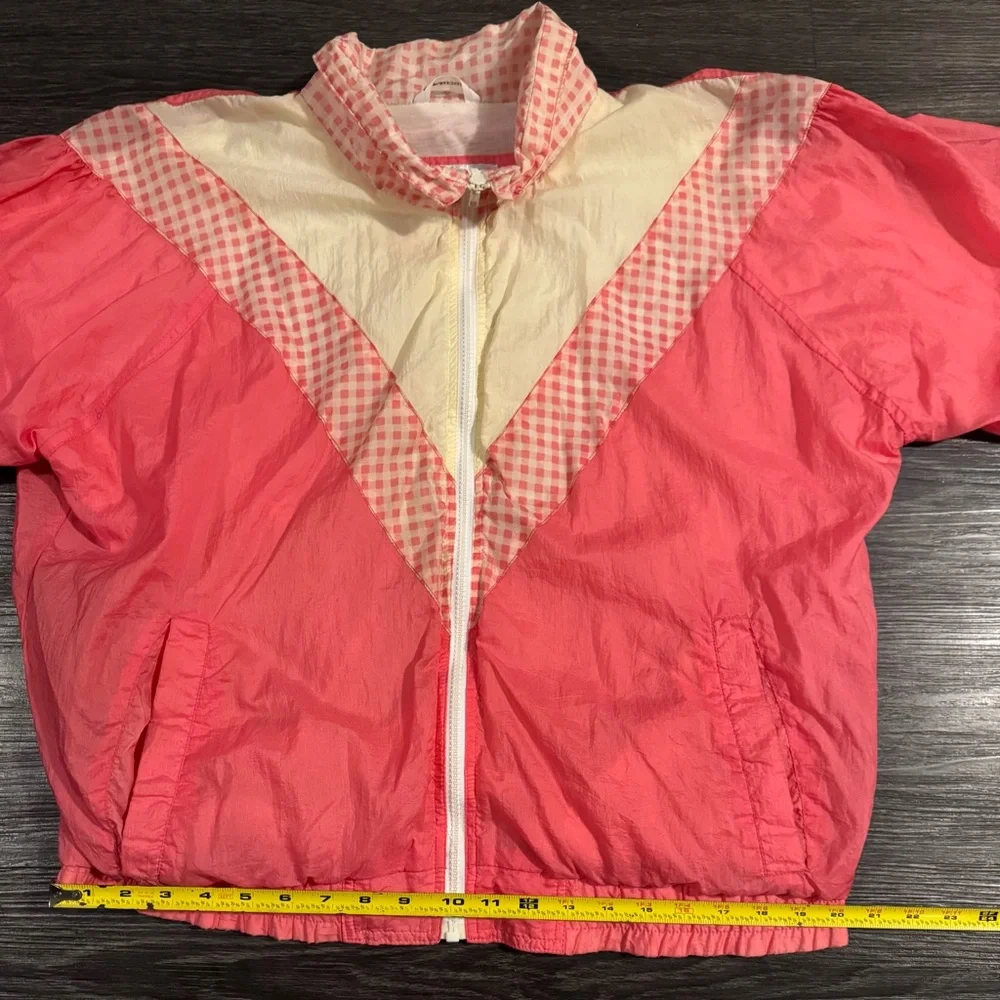 VTG 80s Windbreaker Color Block Jacket Womens LG Gitano Activewear Full Zip Pink - Picture 5 of 9